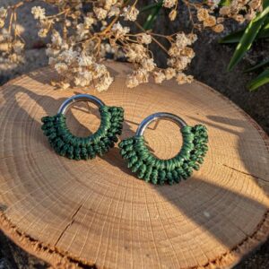 Makrame uhani stud - zelena